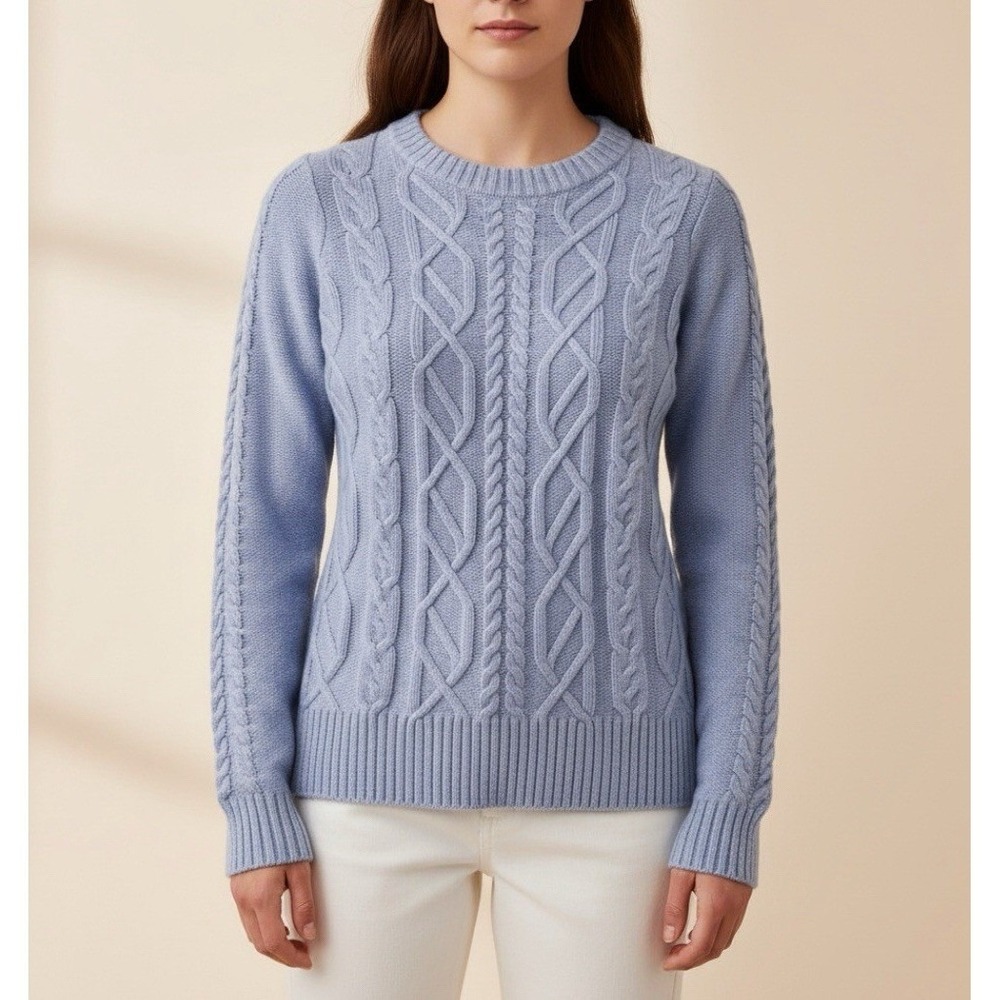 Croft & Barrow Cable Knit Sweater Women OX (US 14) Blue Crewneck Long Sleeve